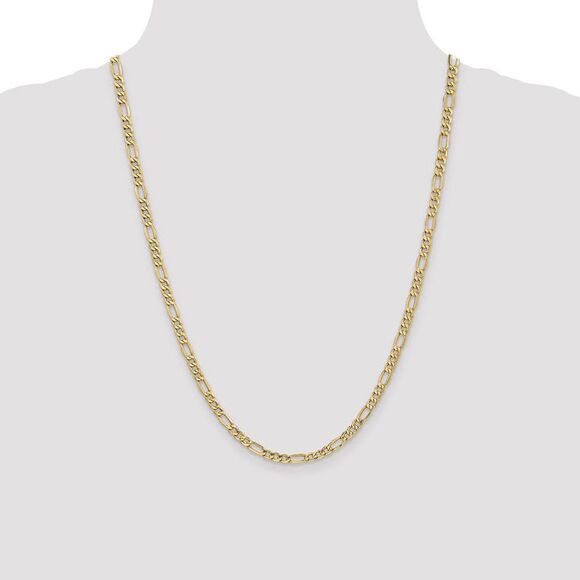 4.75mm, 14k Yellow Gold, Hollow Figaro Chain Necklace, 24 Inch
